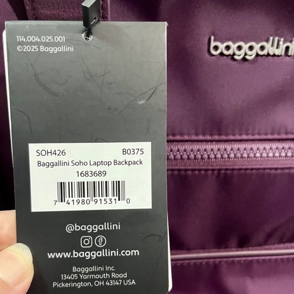 Baggallini Soho Backpack RFID Travel Laptop Backpack NWT Mulberry Washable - Picture 12 of 12